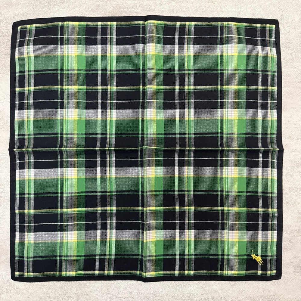 Polo by Ralph Lauren Green Black Yellow Plaid Pocket Square